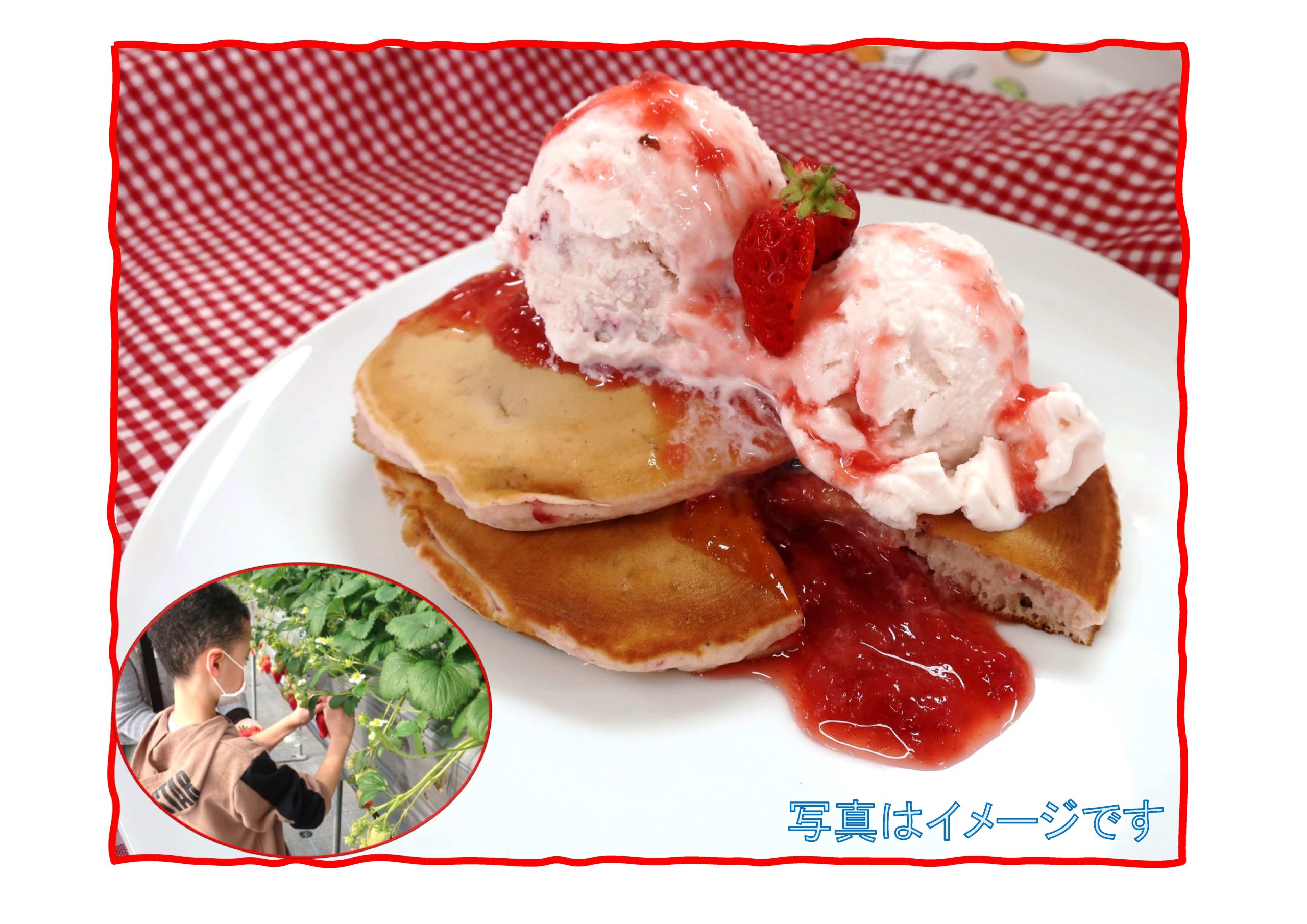 いちごを収穫して アイスとパンケーキを作ろう